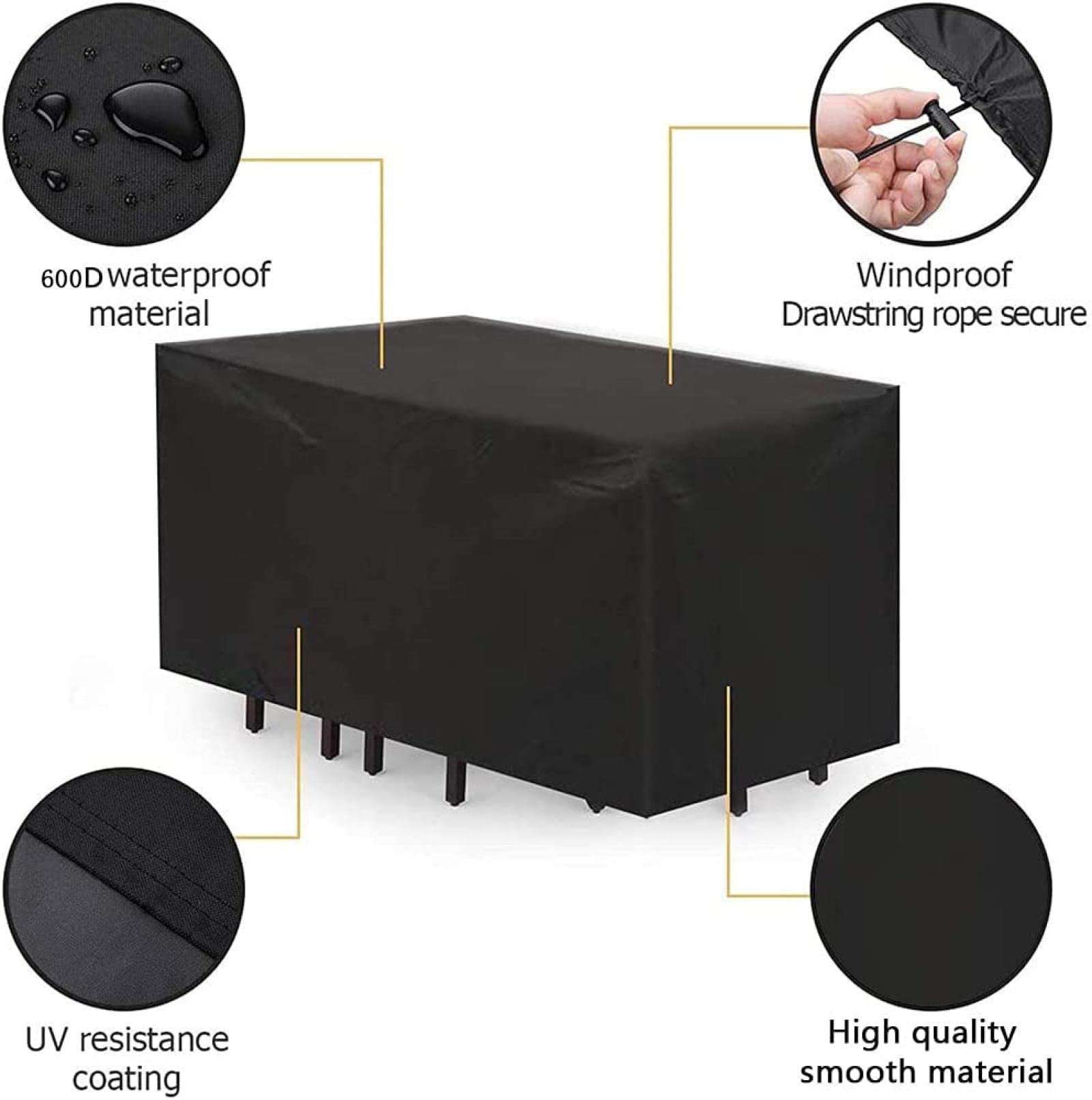 Heavy Du - Fundas impermeables de poliéster 600D para patio, 350 x 260 x 90 cm, protector de piel para jardín y exterior, resistente a los rayos UV, resistente a la intemperie