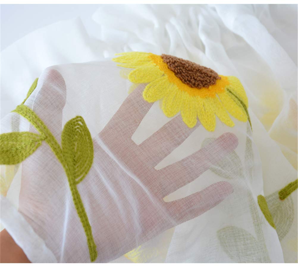 VOGOL Tenda Mantovana Ricamata Fiori 132x45 Cm | Stile Rustico Per Cucina | 1 Pannello Con Tasca Per Asta