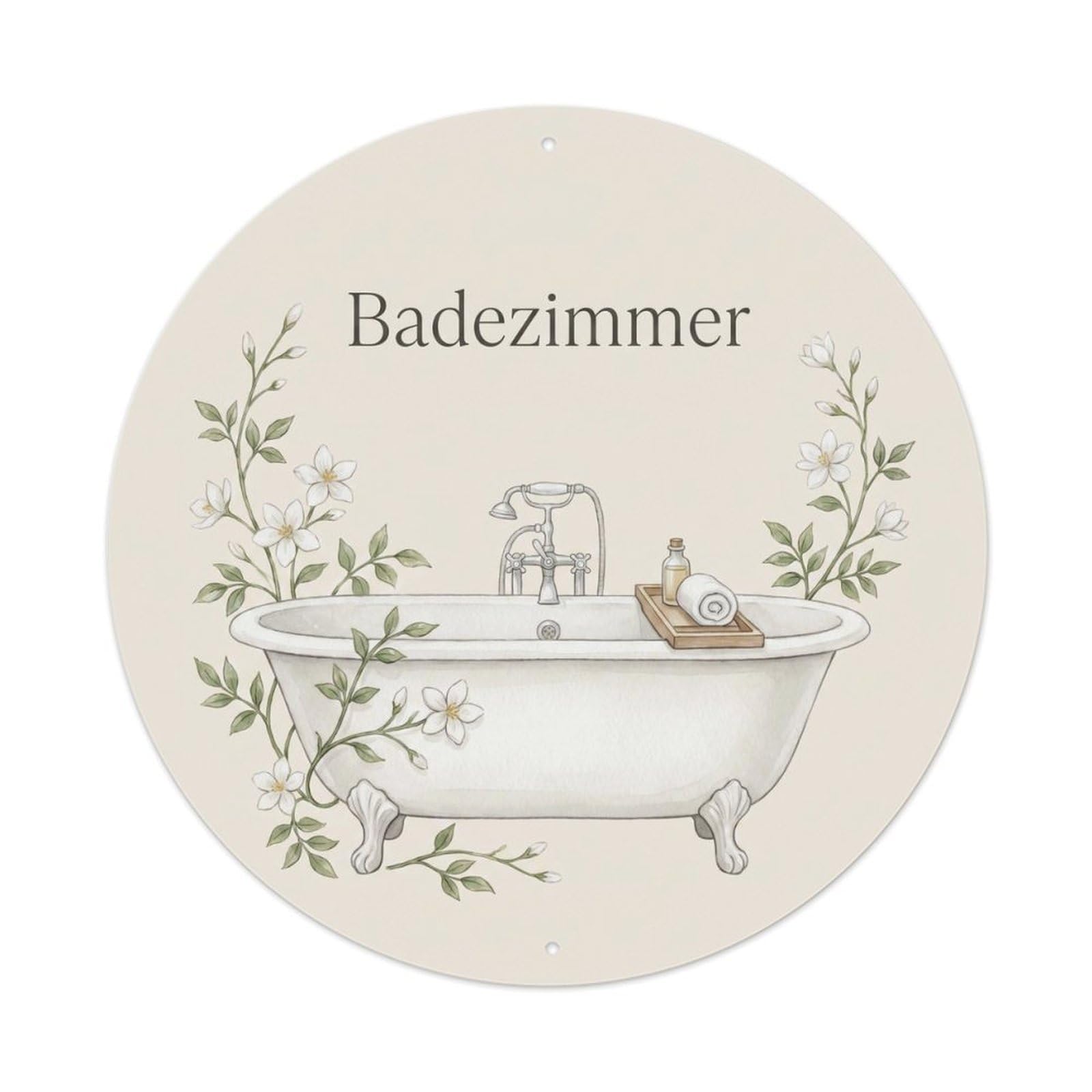 Badezimmer Jasmine Relaxing Bathroom Decor Vintage Metal Tin Sign Plaque Wall Decor for Cafe, Club, Garden Round Metal Poster 8x8Inch