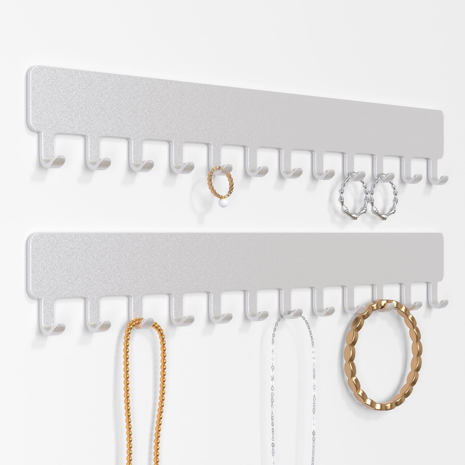 Support mural pour collier Josmimic argenté avec crochets de suspension pour bijoux