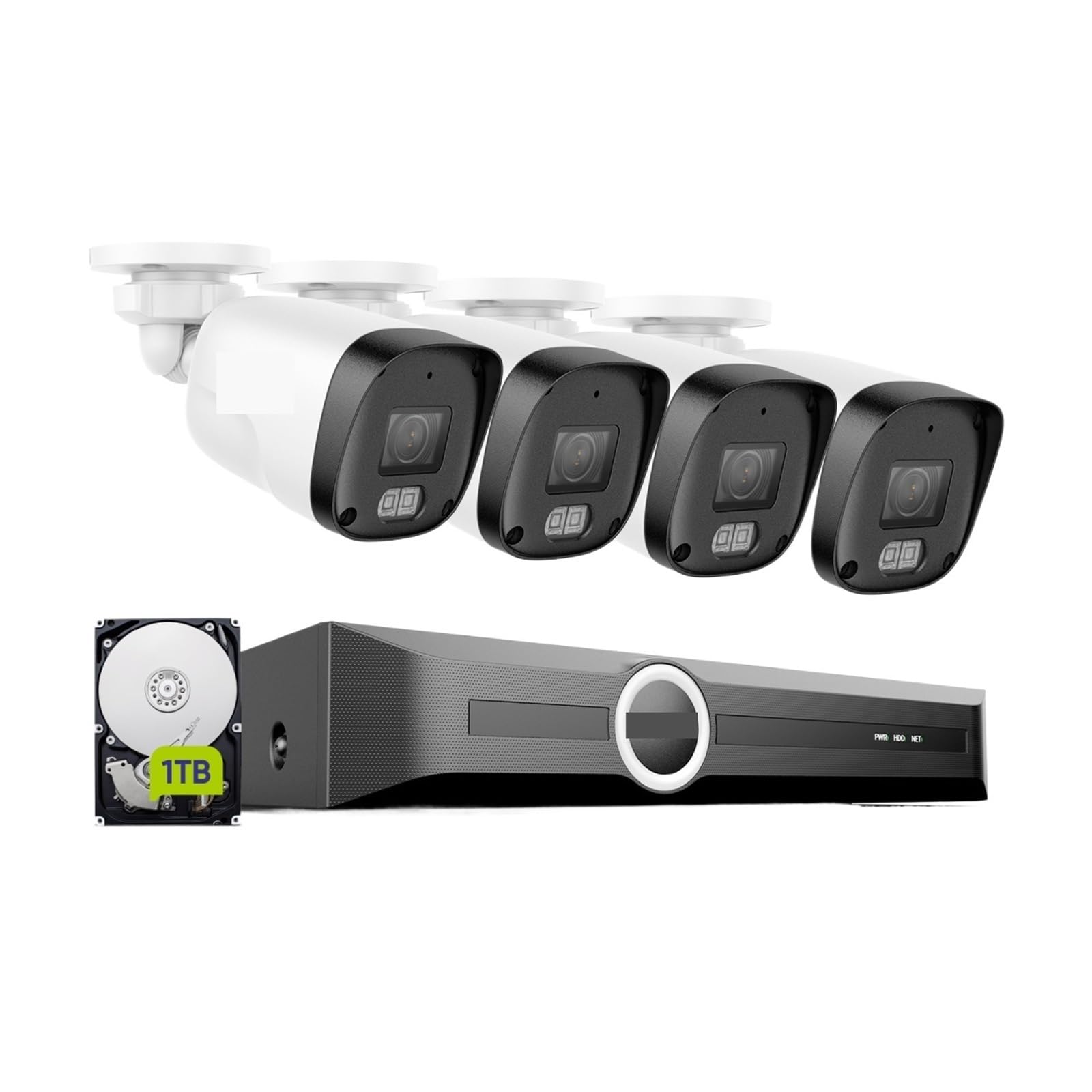 System Kamer Bezpieczeństwa 8CH NVR 3MP, 4 Kamery PoE IP, Nagrywanie 24/7, Dysk Twardy 1/2/4 TB, Inteligentna Detekcja, Rejestrator Wideo H.265(2T)