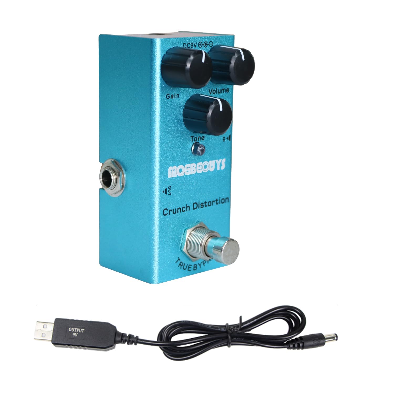 Electric Guitar Effects Pedal Mini Single Type DC 9V True Bypass Equipped with USB5V to 9V boost cable (Crunch Distortion)
