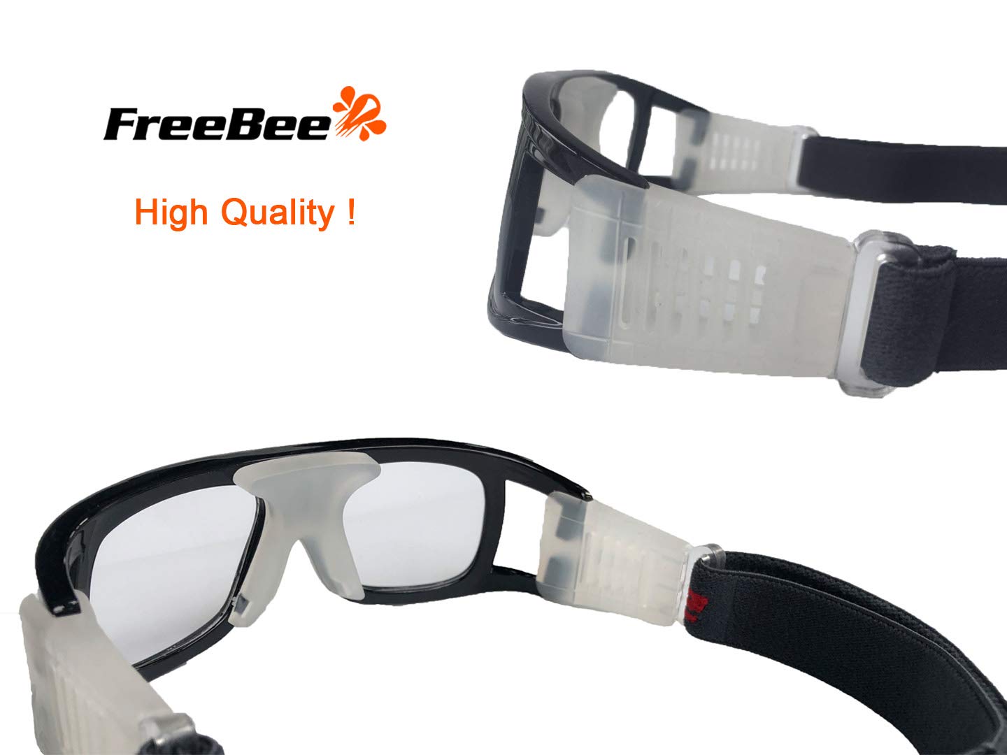 Freebee Gafas deportivas de seguridad, gafas protectoras para adultos, baloncesto, fútbol, raquetbol, voleibol, fútbol, bádminton (negro)