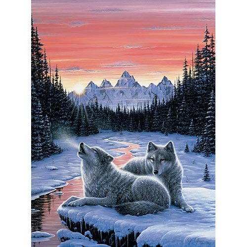 Rompecabezas de 1000 piezas con efecto luminoso en la oscuridad para adultos, tema Invierno y Lobo, diseño de Jeff Tift, tamaño final 20" x 27" miniatura 2