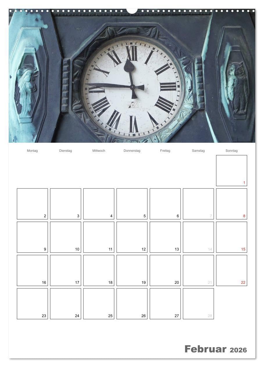 Historische Uhren (Wandkalender 2026 DIN A2 hoch), CALVENDO Monatskalender: Die Bedeutung der Uhrzeit im Leben der Menschen zeige ich in diesem ... außergewöhnlichen Uhren. (CALVENDO Orte)