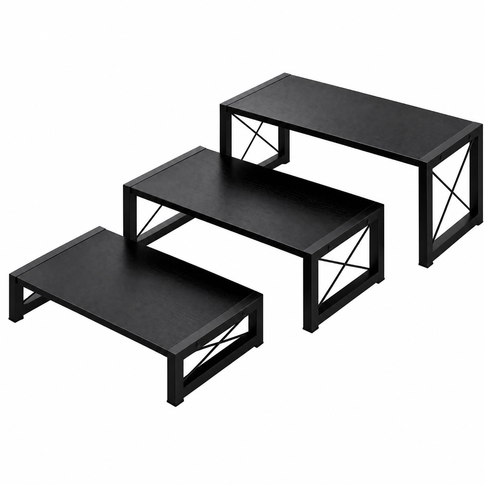 B Baosity Rack Almacenaje con s Tablero Partículas Versátil Expositor con Estructura Metálica Resisn ría para Mesa, Negro