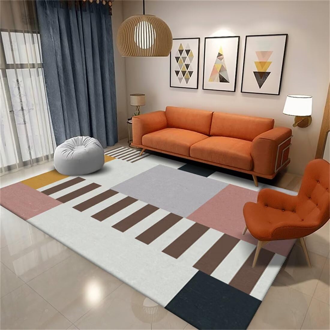 Tapis de chambre géométrique résout le manque de confort au sol