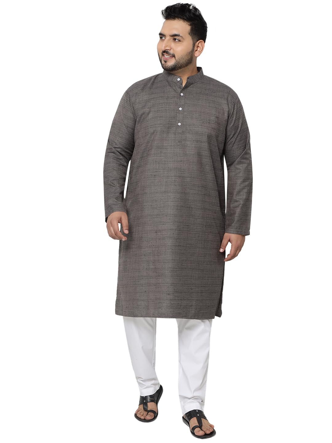 john pride Plus Size Men Regular Fit Silk Blend Grey Kurta Pyjama Set (JPKS81031_Grey)-picture-21