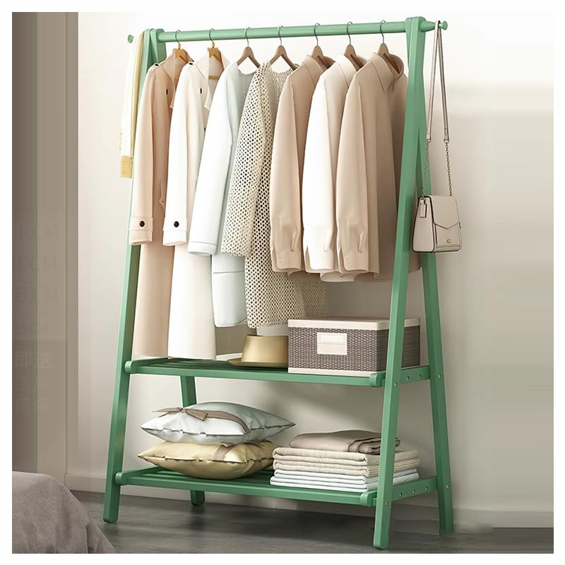 Portant à vêtements en bois 160x116x40 cm avec 2 étagères de rangement pour chambre