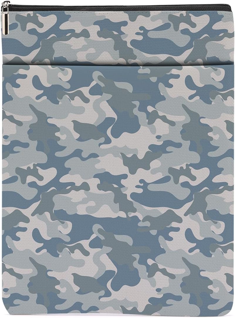 Camouflage Book Sleeve Military Print Book Accessories Book Lovers Gifts Waterproof Book Cover Book Pouch Book Protector Bookish Gifts for Readers Women Men Teen Graduation Christmas Birthday