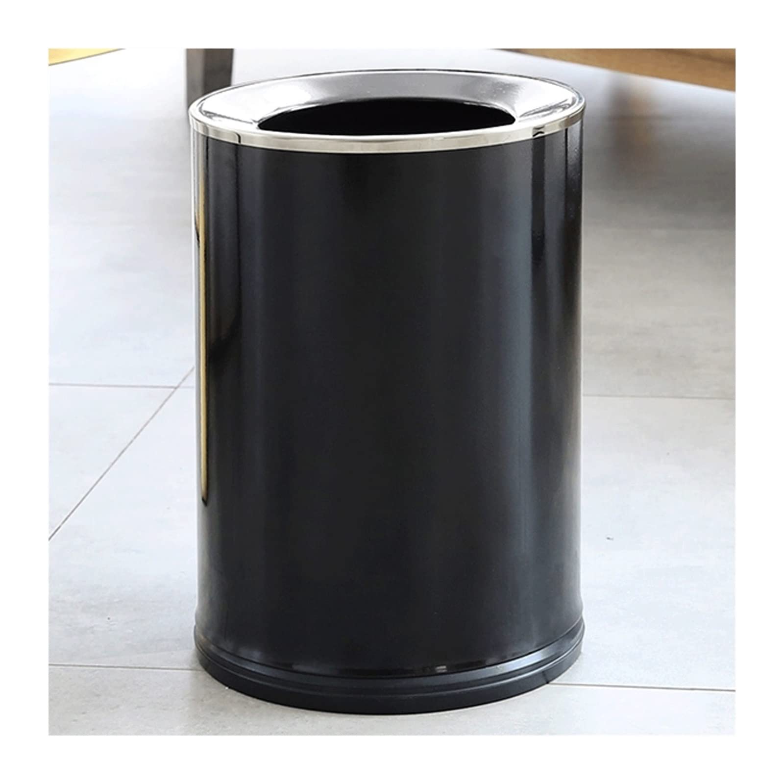 HASMI Mülleimer 15l Mülleimer, Zuhause, Wohnzimmer, Schlafzimmer, offener Mülleimer, Küche, Badezimmer, Büro, großer Papierkorb Trash bin (Color : Schwarz)