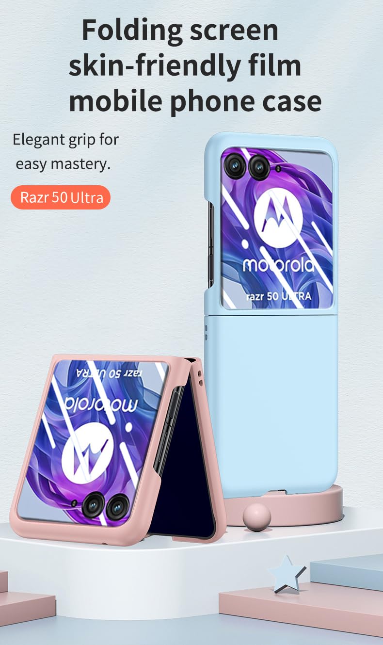 TINGYR Custodia Per Motorola RAZR 50 Ultra Con Pellicola Temperata, Guscio PC Rigido Antiurto, Protezione All-Inclusive, 360° Nero - 2