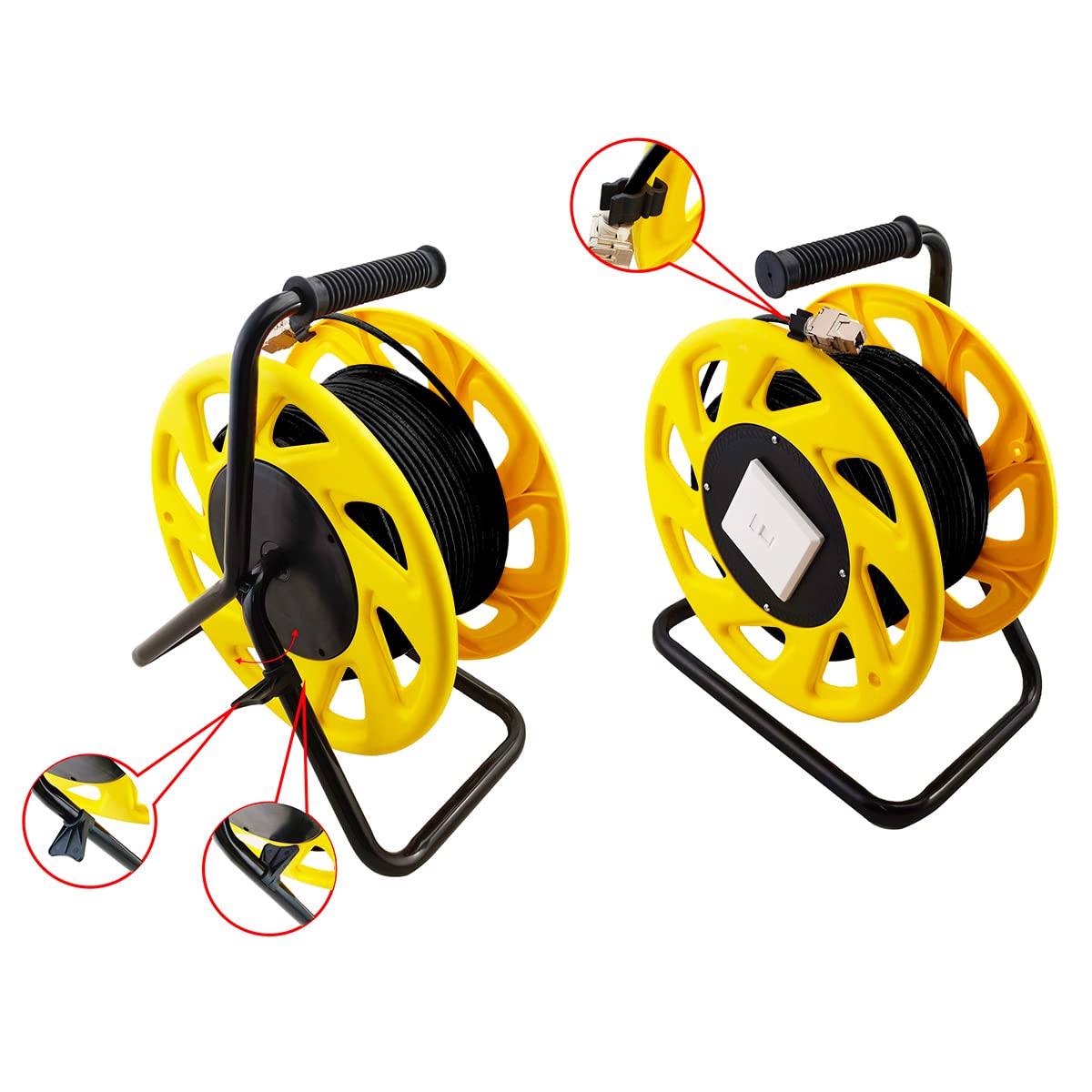 LogiLink Enrouleur de câble mobile Cat.7 avec blindage S/FTP, gaine TPE pour une utilisation en intérieur et en extérieur, 60 m