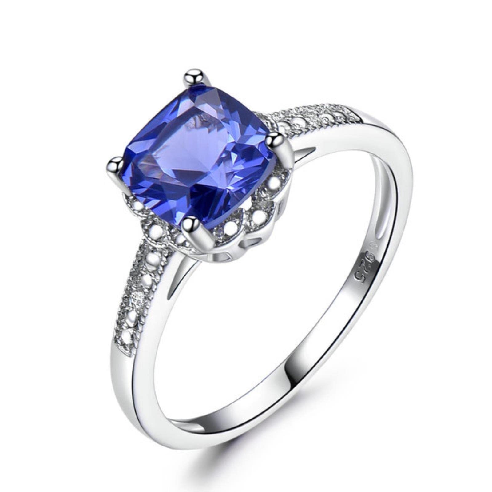 Anillos De Declaración Azul Tanzanita Creados Románticamente, Joyería De Plata 925 para Mujer, Regalos De Compromiso para Fiesta De Boda, Joyería Fina