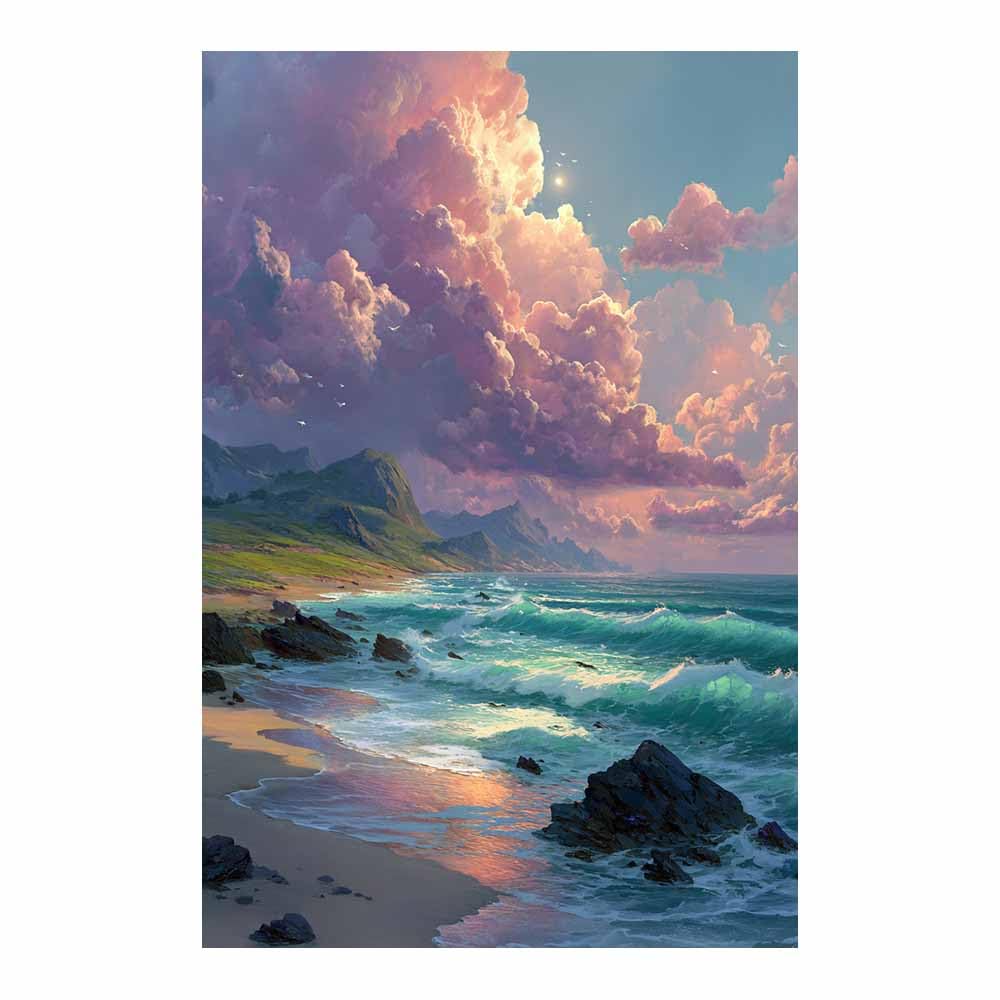 HOQIU Landscape wall art Pastel Beacheses Sunset Art canvas art, art print, house decor, bedroom wall decor above bed, prints for living room.(Multicolor)-40x60cm Unframed