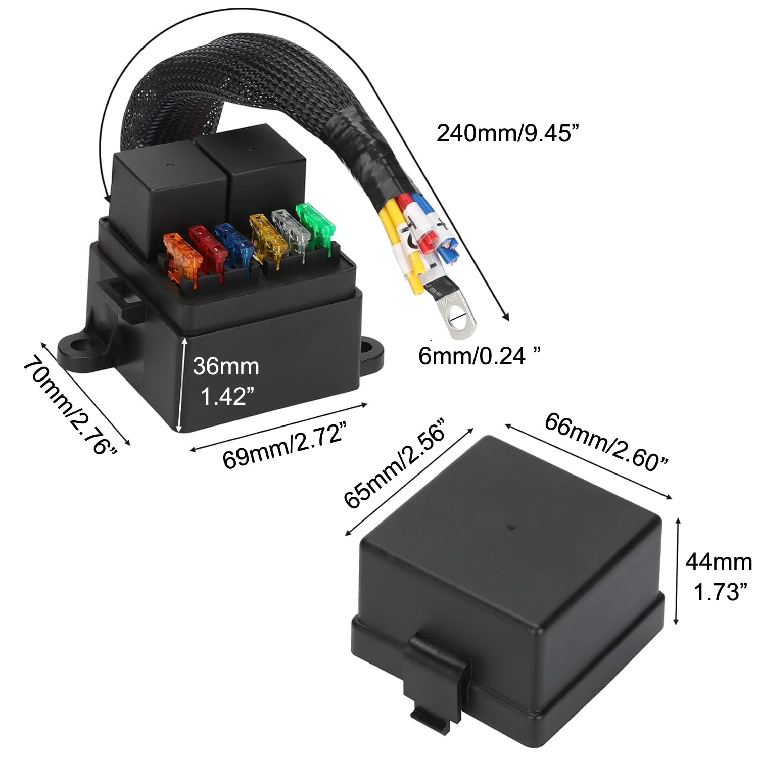 Greluma Scatola relè fusibile precablata con 2 relè DC12V 4 pin 80A e 6 fusibili ATC ATO, blocco fusibile universale impermeabile per auto, camion, barca, camper e veicoli marini.