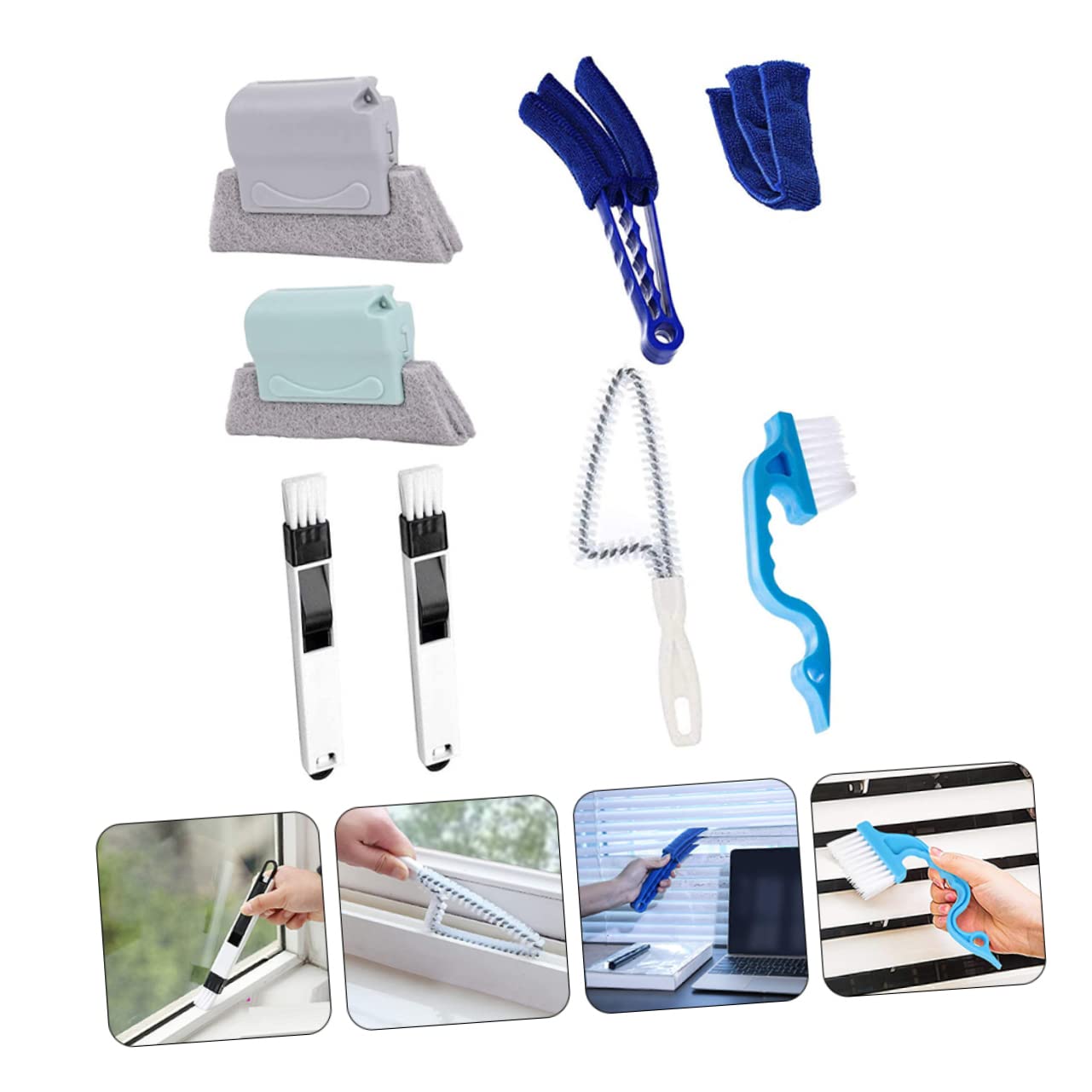 8piezas Cepillos De Limpieza para Persianas y Conductos De Aire Herramientas De Limpieza para Ventanas y Rieles De Puertas Kit para El Hogar y Oficina