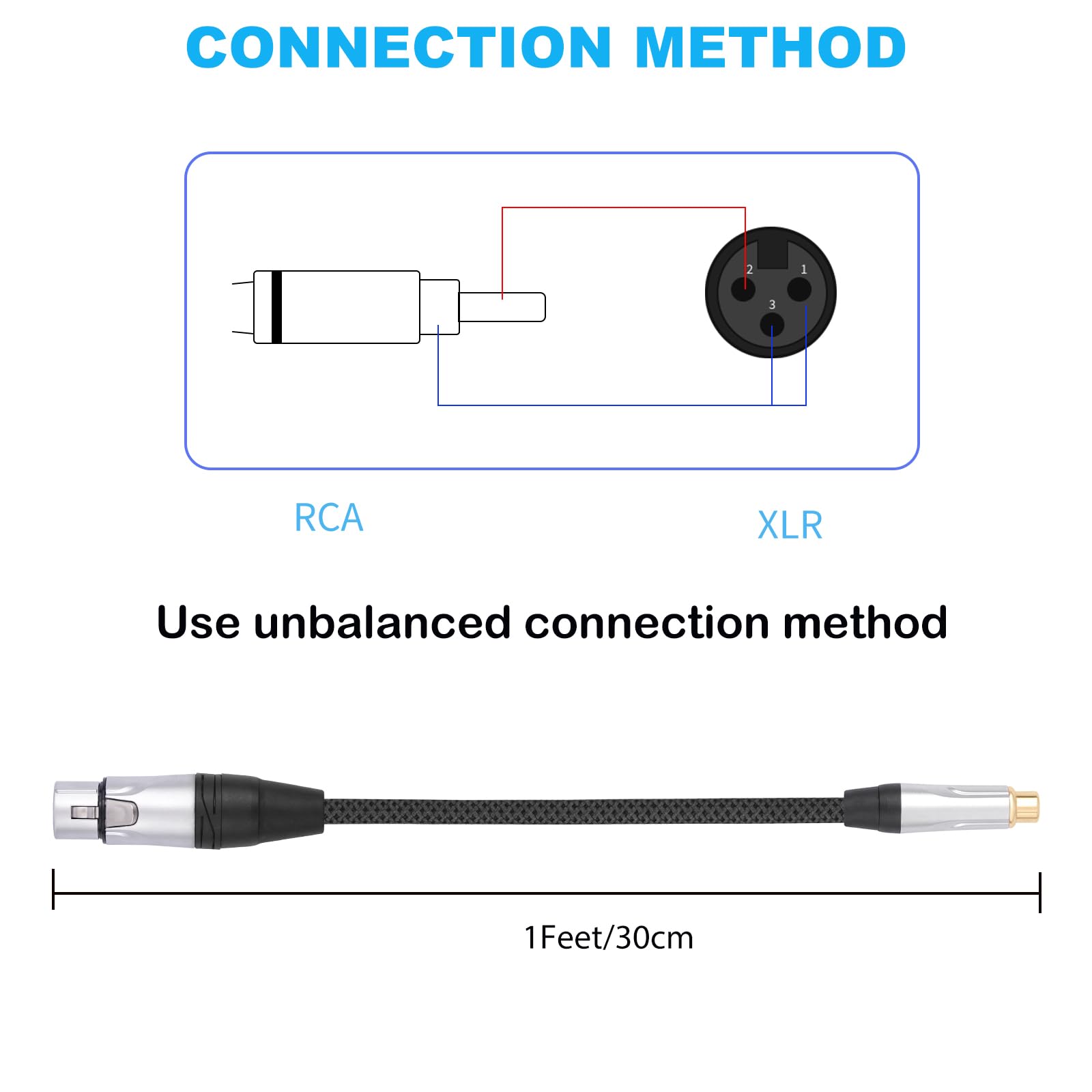 2 sztuki, kabel RCA żeński na 3-pinowy XLR żeński zbalansowany do niezrównoważonego kabla audio; zbalansowany kabel XLR Famle do niezrównoważonego żeńskiego kabla RCA do wzmacniacza mocy,