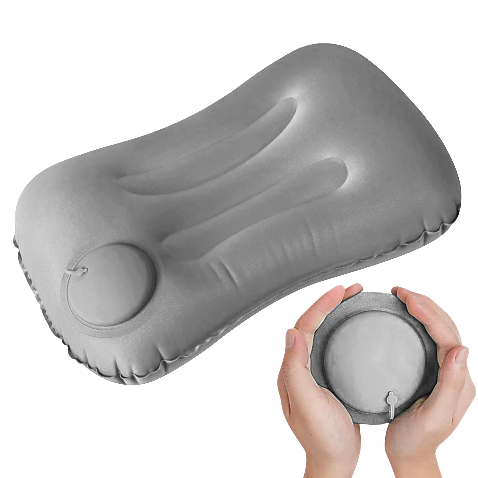 TecoKart Portable Inflatable Travel Pillow - Ergonomic Pillow for Neck Head | Ultralight Camping Pillow for Lumbar Support - Compressible Neck Pillow for Camping, Hiking, and Travel (Grey)-image-49