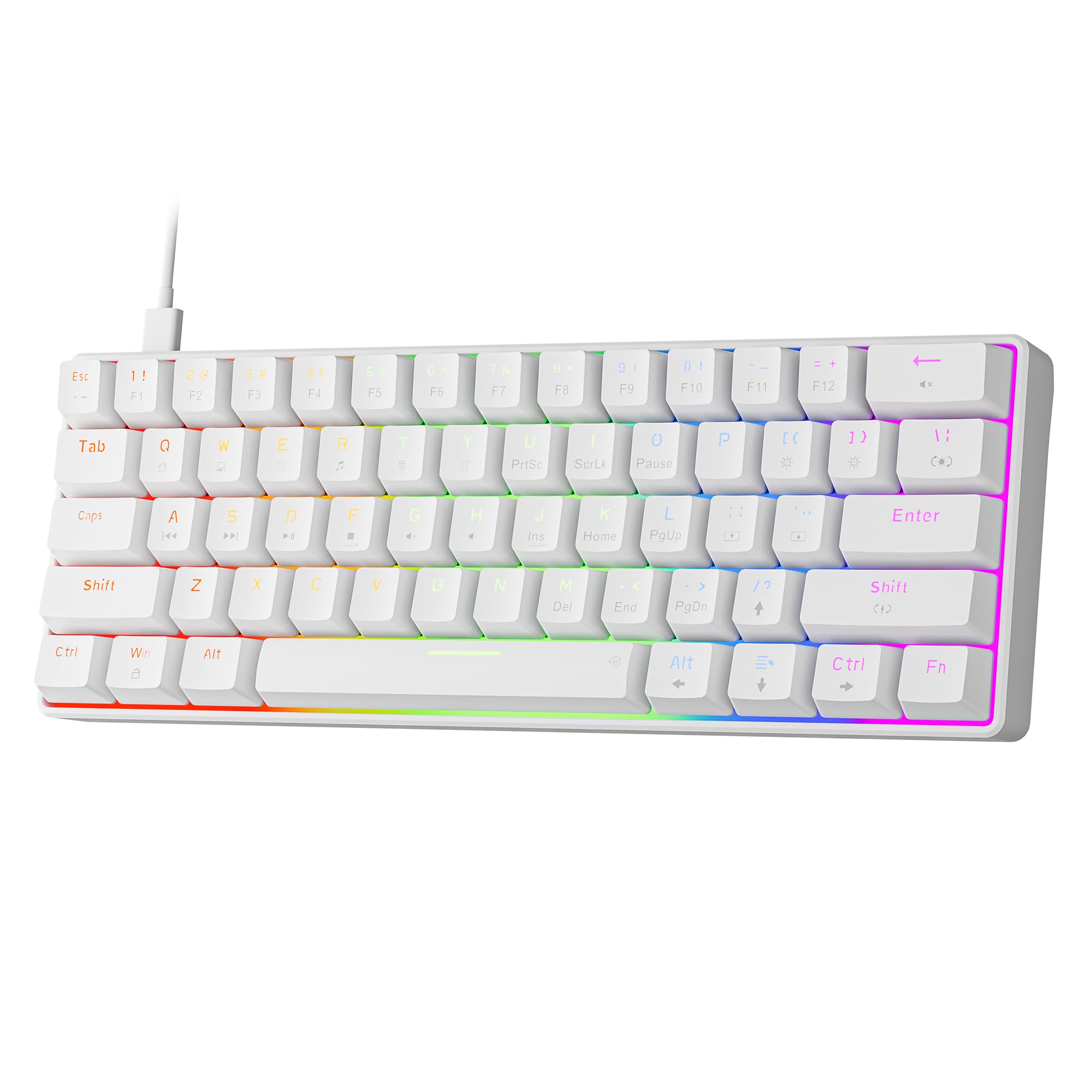 Newmen GM611 Mechanical Keyboard,Rainbow LED Backlit Gaming Wired Keyboards Compact Mini 61 Keys Portable 60 Percent Mechanical Keyboard with Black Keycaps,for Windows Laptop PC Linear Red Switches - B0DPG4BKQS