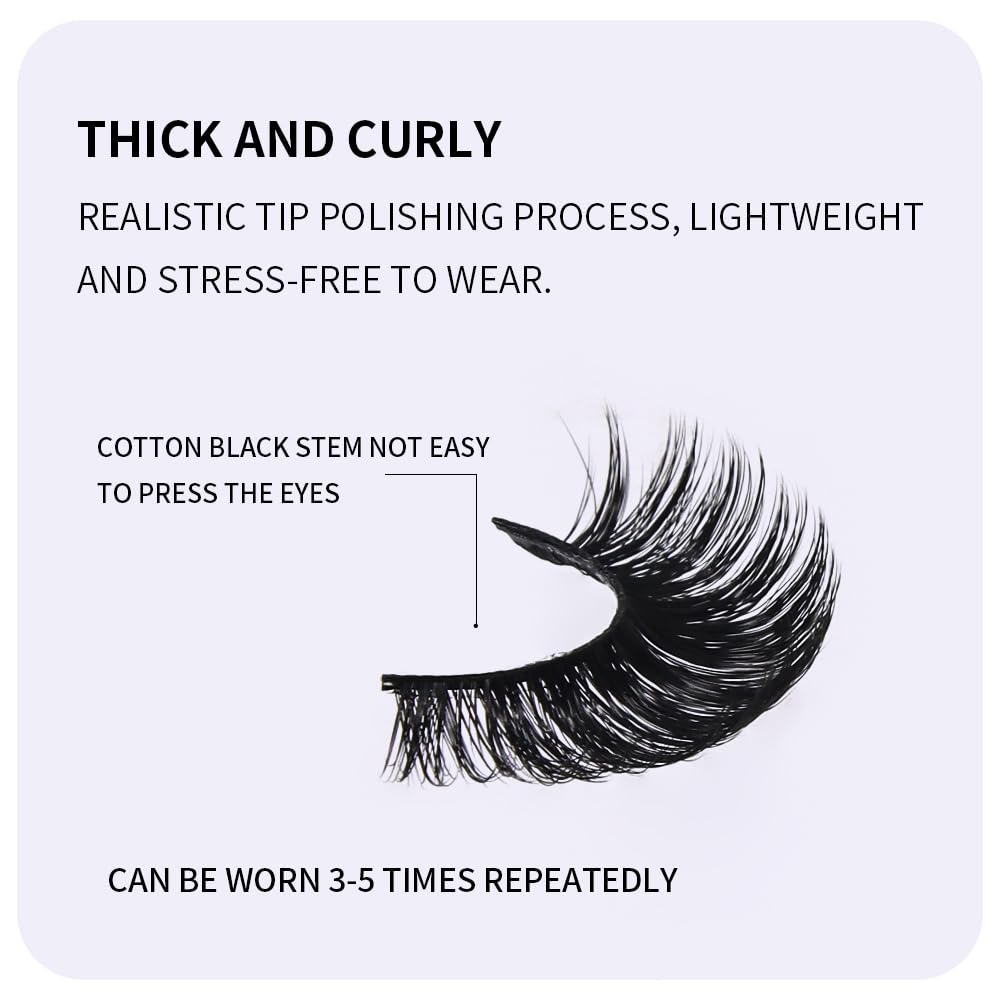 AKARA Ciglia finte Naturali 7 Coppie 3D Volume Russo False Mink (Russian-R02)