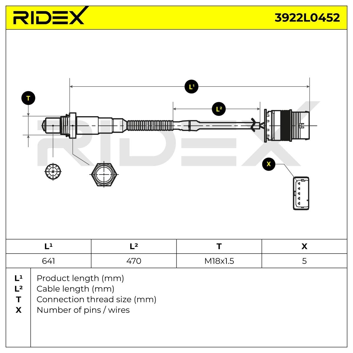 RIDEX 3922L0452 Lambdasonde Oxygen O2 Sensor Beheizt Kompatibel mit BMW X1 F48 11788600992