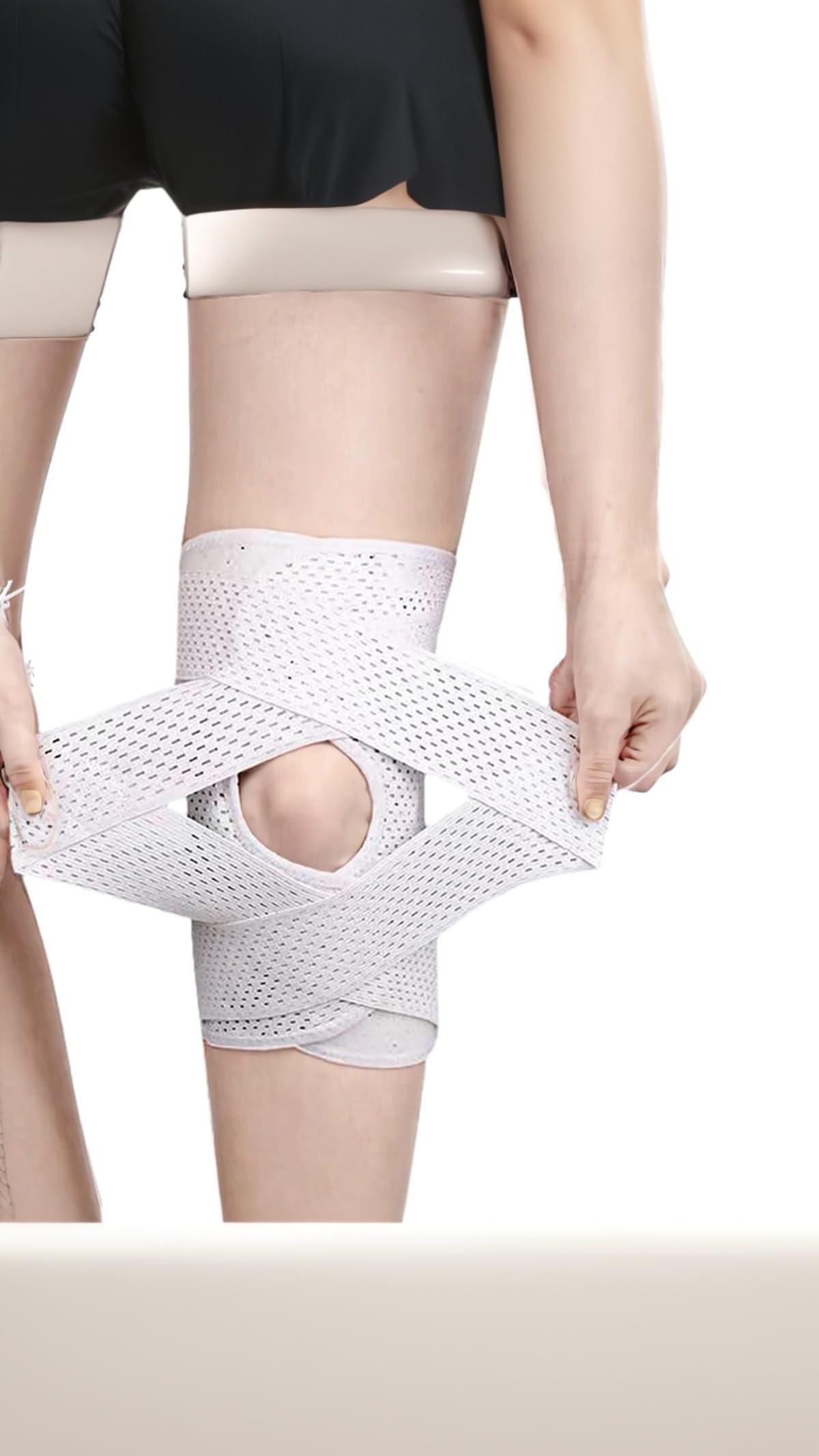 Sweet seven Knee Brace for Meniscal Tear Knee Pain, ACL & MCL Injuries - Adjustable Support for Arthritis Recovery - Breathable & Stabilizing for Men and Women（White,L）