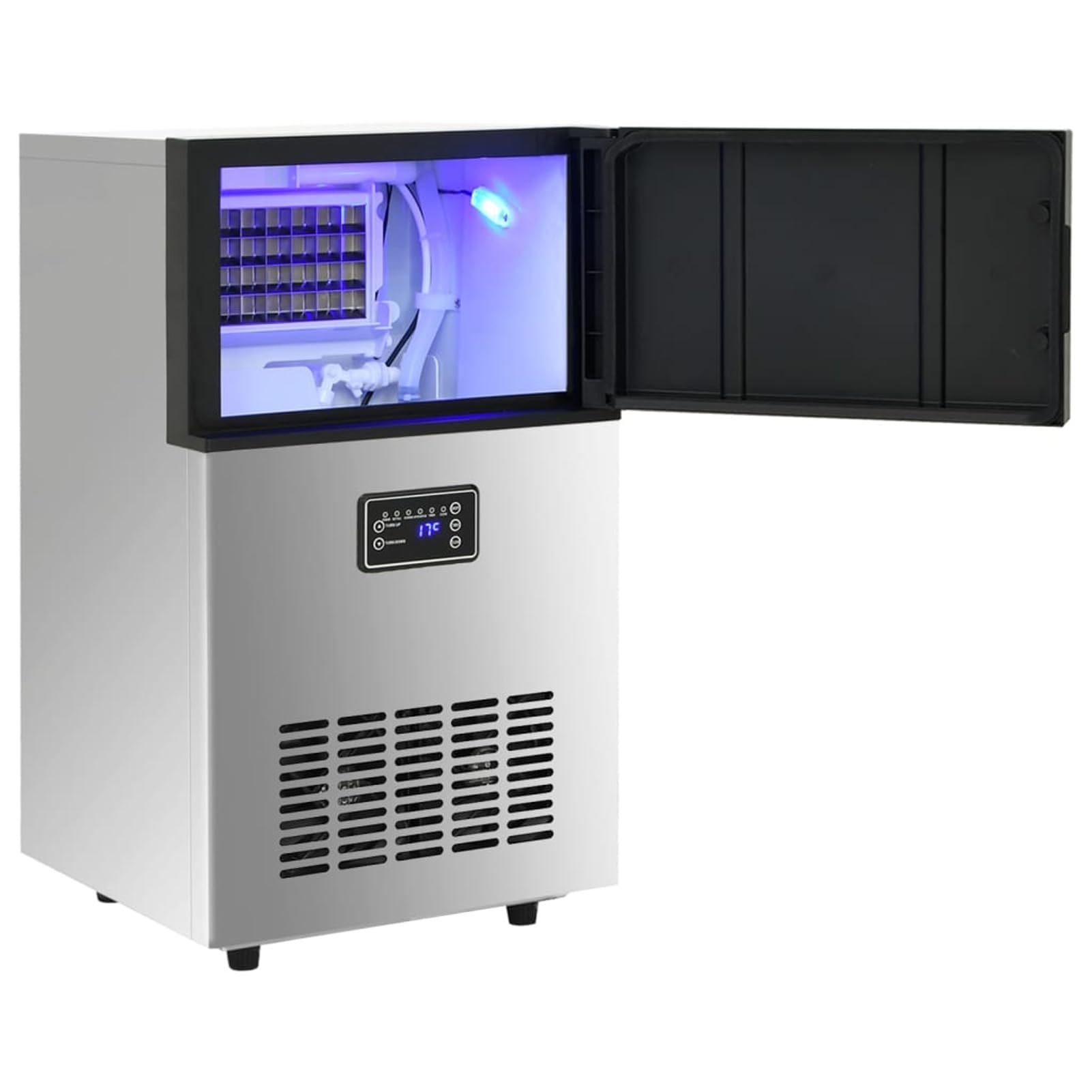 BaraSh Máquina de Hacer Cubitos de Hielo 420 W Plateada 45 kg/24 h máquina portátil para Hacer Cubitos de Hielo para Cocina/Oficina