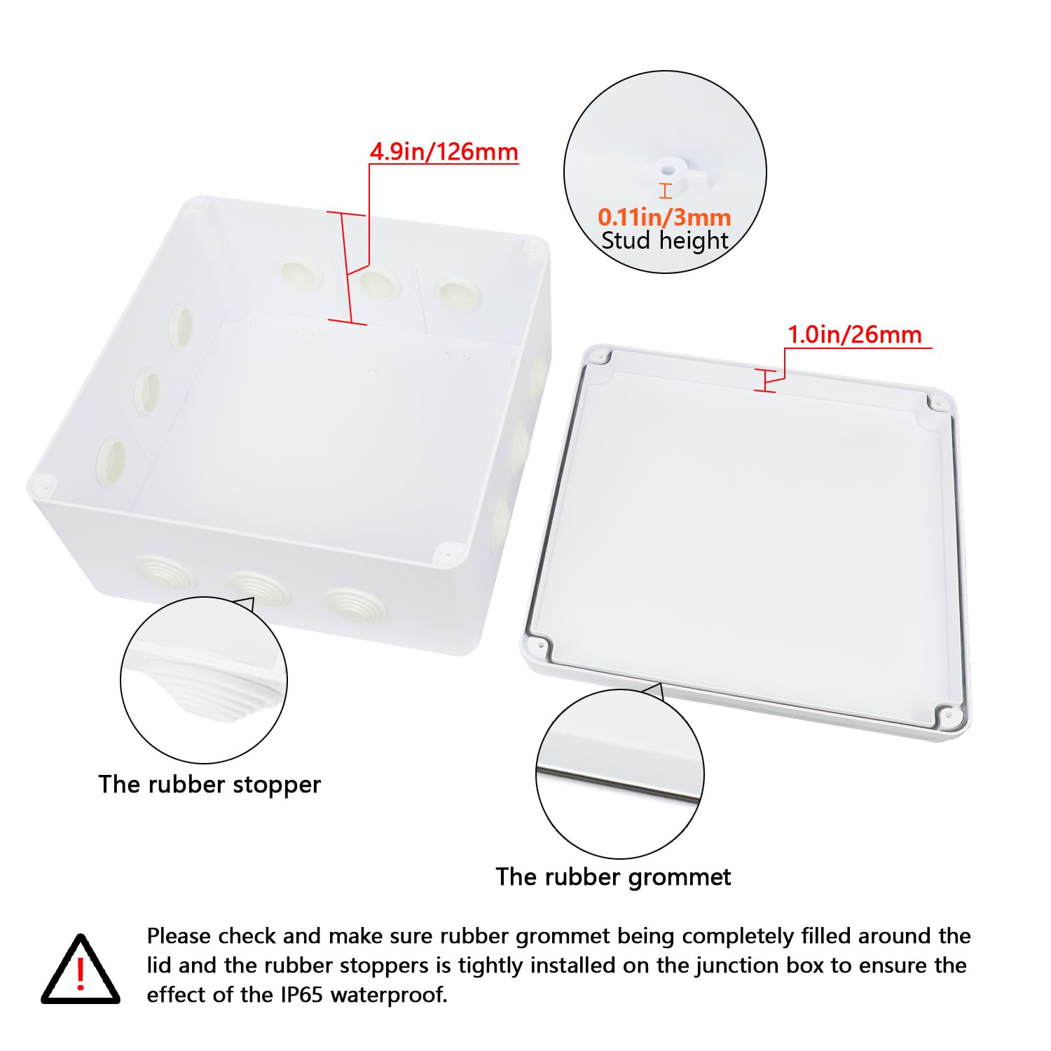 LeMotech Abzweigdose, ABS-Kunststoff, IP65, wasserdicht und staubdicht, Universal-Elektrogehäuse, Projektbox für Außen- und Innenbereich, 300 x 300 x 150 mm
