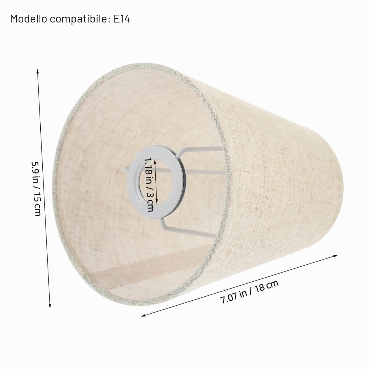 OSALADI Piccolo Paralume E14 Lino Paralume Di Ricambio In Tessuto Moderno Copertura Della Luce Per Lampadari Da Tavolo Applique 15 X 15 X 18 Cm
