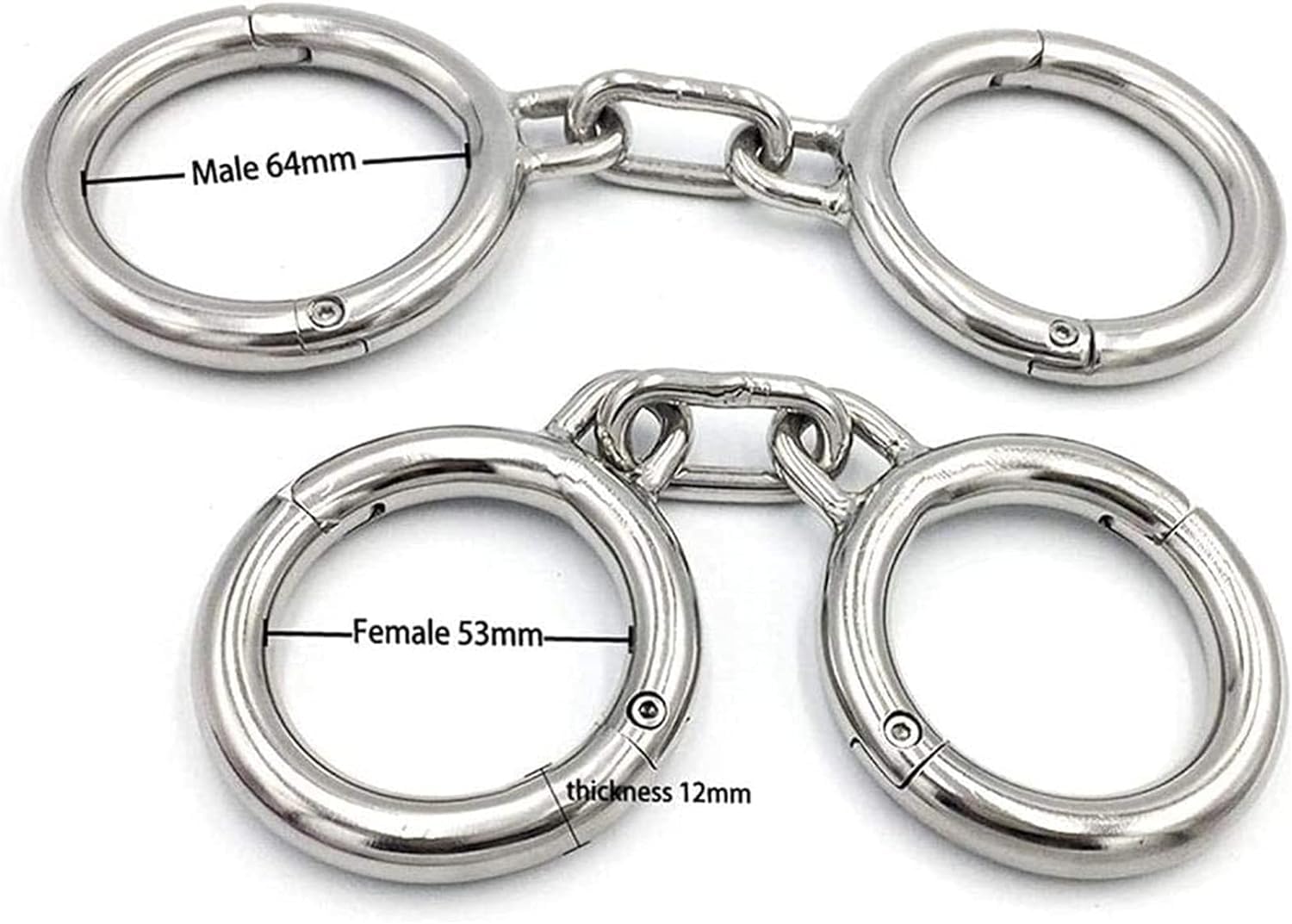 Edelstahl Handschellen BDSM Extrem Bondage Set Handfesseln Abschließbar Metall Handcuffs Erotik SM Extrem Bondage Slave Fesselset Fetisch Sexspielzeug für Paare Männer Frauen (Color : Male 6.4cm, Si