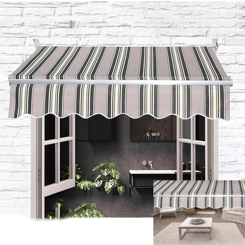 Tissu De Remplacement pour Auvent Extérieur, 350x300cm Toile D'Auvent Rétractable, Tissu De Rechange pour Store Banne avec Volant(Light,11.5x8ft/3.5x2.5m)