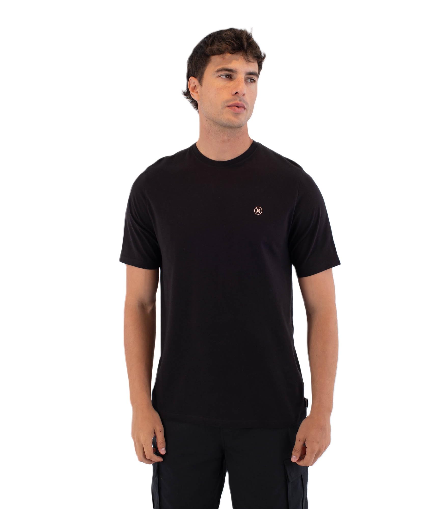 Hurley Mens Icon Circle Short Sleeve Tee T-Shirt, Black, XL EU