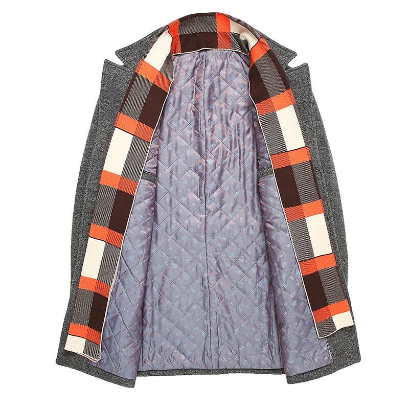 Cappotto da uomo monopetto con bavero dentellato staccabile con sciarpe Cappotto casual da lavoro caldo invernale per la protezione dal freddo e dal vento