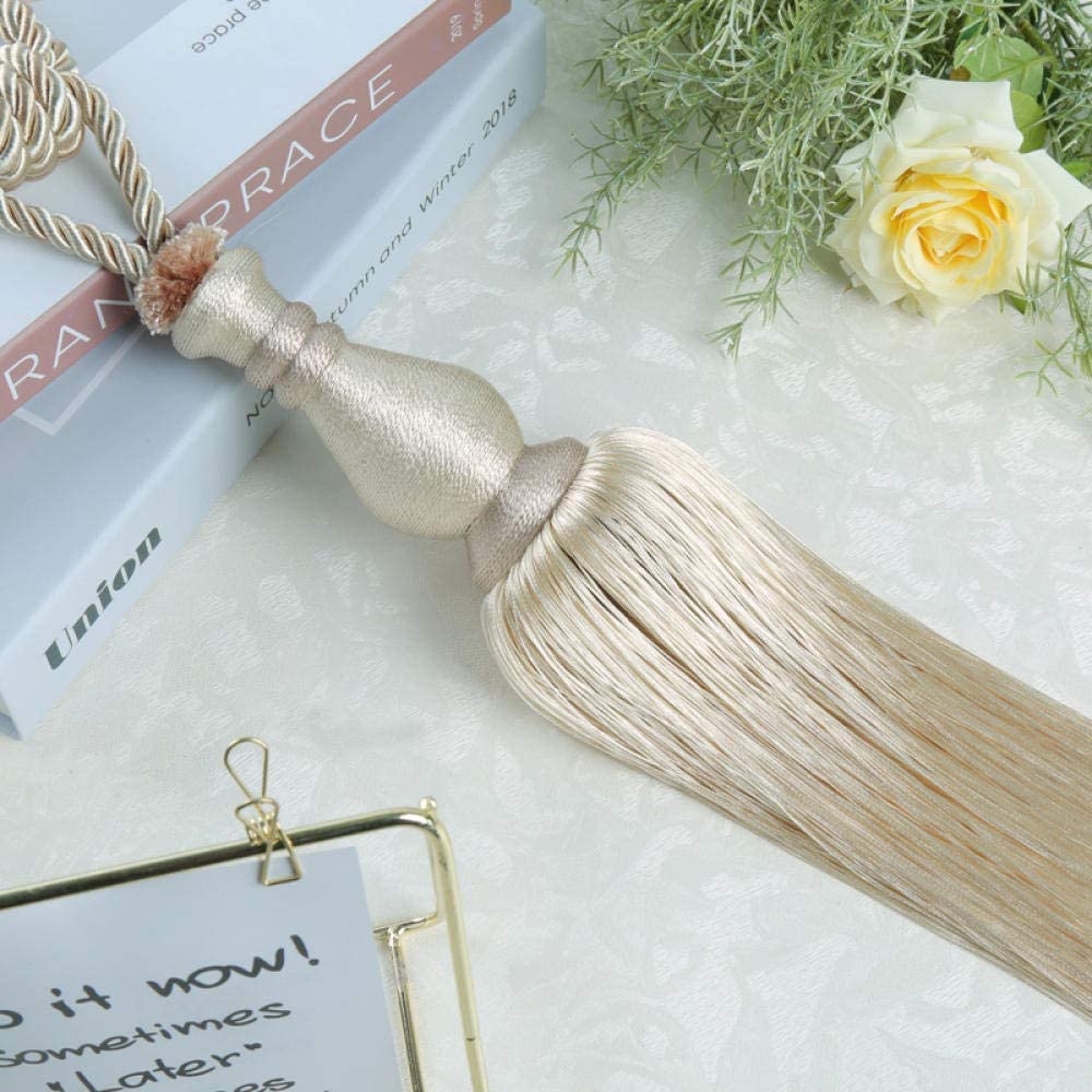 Embrasses de Rideaux, Embrasses de Rideaux à Pompons, Corde Attachée Boule Suspendue Décoration Gland Pendentif Décoration de Salon Attachée Boule-Gris Paire (Couleur : Beige Paire) (Camel Paire)