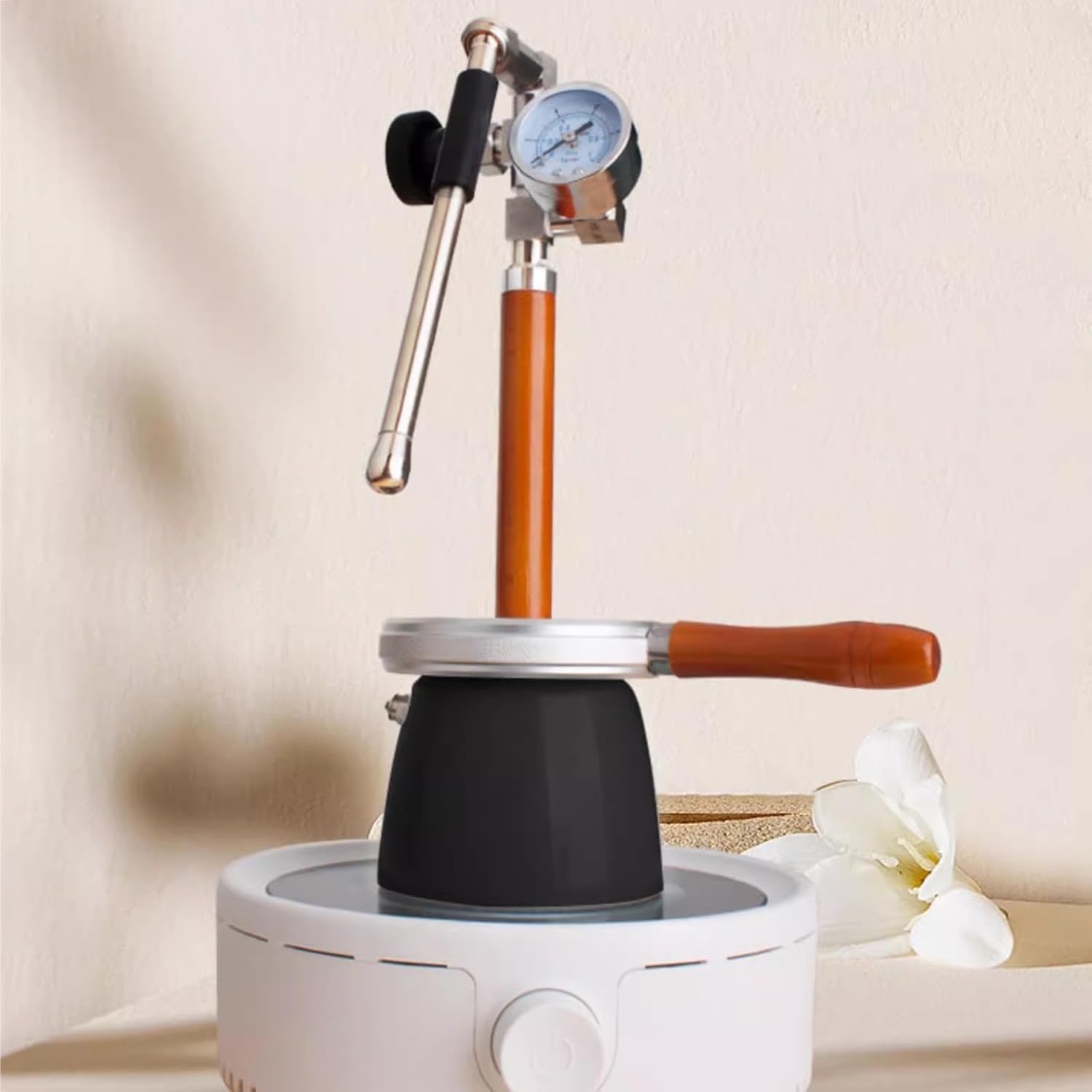 Espumador de leche, vaporizador comercial con boquilla de 3 orificios y manómetro, perfecto para picnics y campamentos al aire libre.