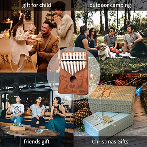 Musfunny KALIMBA-123 Thumb Piano 17 Keys Instrument: Portable Mbira Finger Pianos Musical Gifts For Kids Adults Beginners - Mahogany Wood Kalimba thumb #6