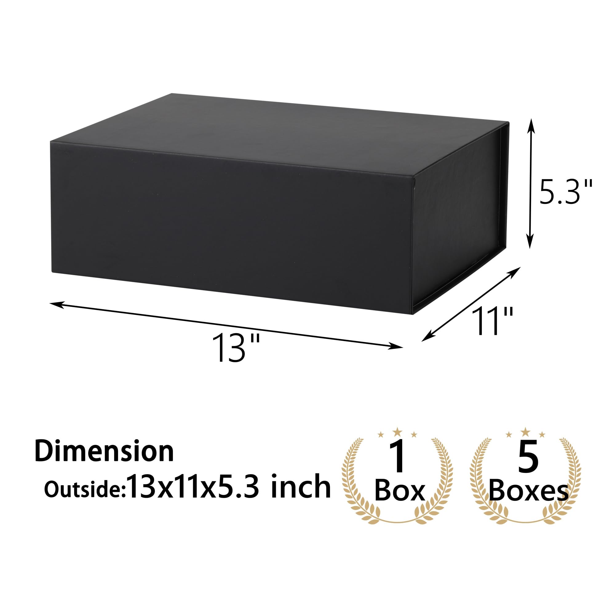 MUMUPACK Scatola regalo nera, 13 x 11 x 5,3 cm, scatole regalo grandi con coperchio per regali, include nastro e carta adesiva stampabile fai da te, scatola regalo per damigella d'onore, scatola
