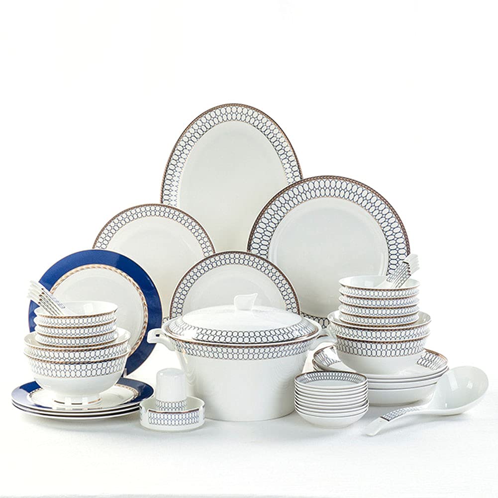 50 szt. kompletów zastawy stołowej, ceramicznych talerzy obiadowych i misek ze spodkami, porcelanowych kompletów obiadowych (serwis dla 6-8)