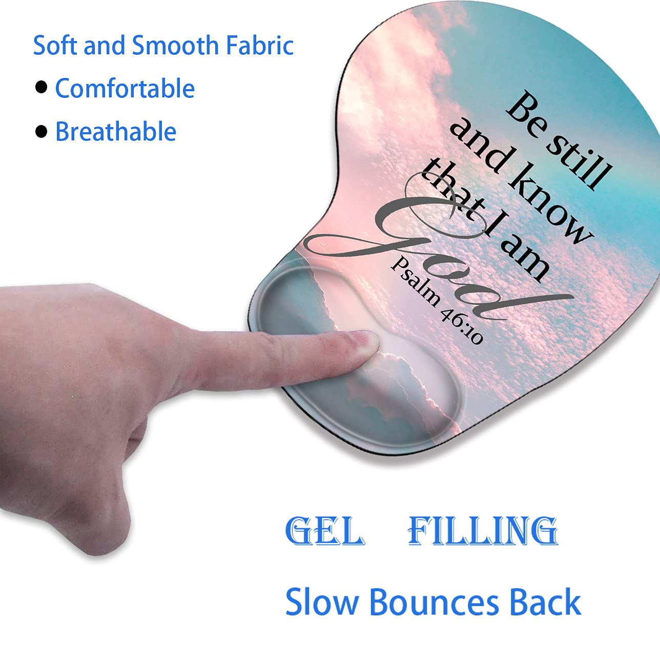 XMTMR-Glass Ergonomically Upgraded Keyboard Wrist Rest and Comfortable Wrist Rest Gel Mouse Pad Set, Non-Slip Rubber Base and Cute Coaster, for Work, Game Home, Quoting Psalm 46:10