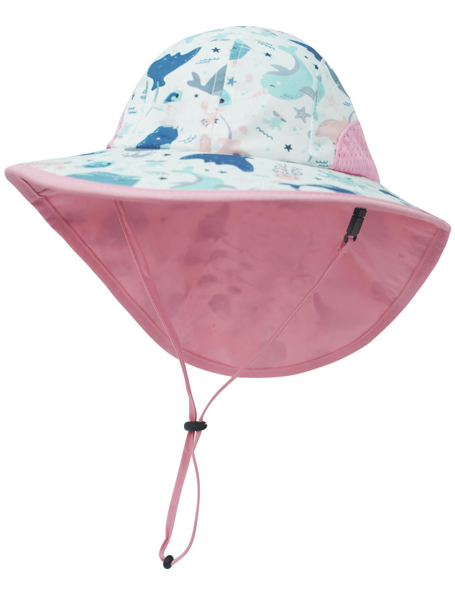 Happy Cherry Sombrero con Protección del Cuello para Bebé Niño Niña Gorro Verano con Cubrecuello para Playa Vacaciones Infantil Gorra de Pescador Protección de Sol con Cordón Ajustable - 0-6 Años