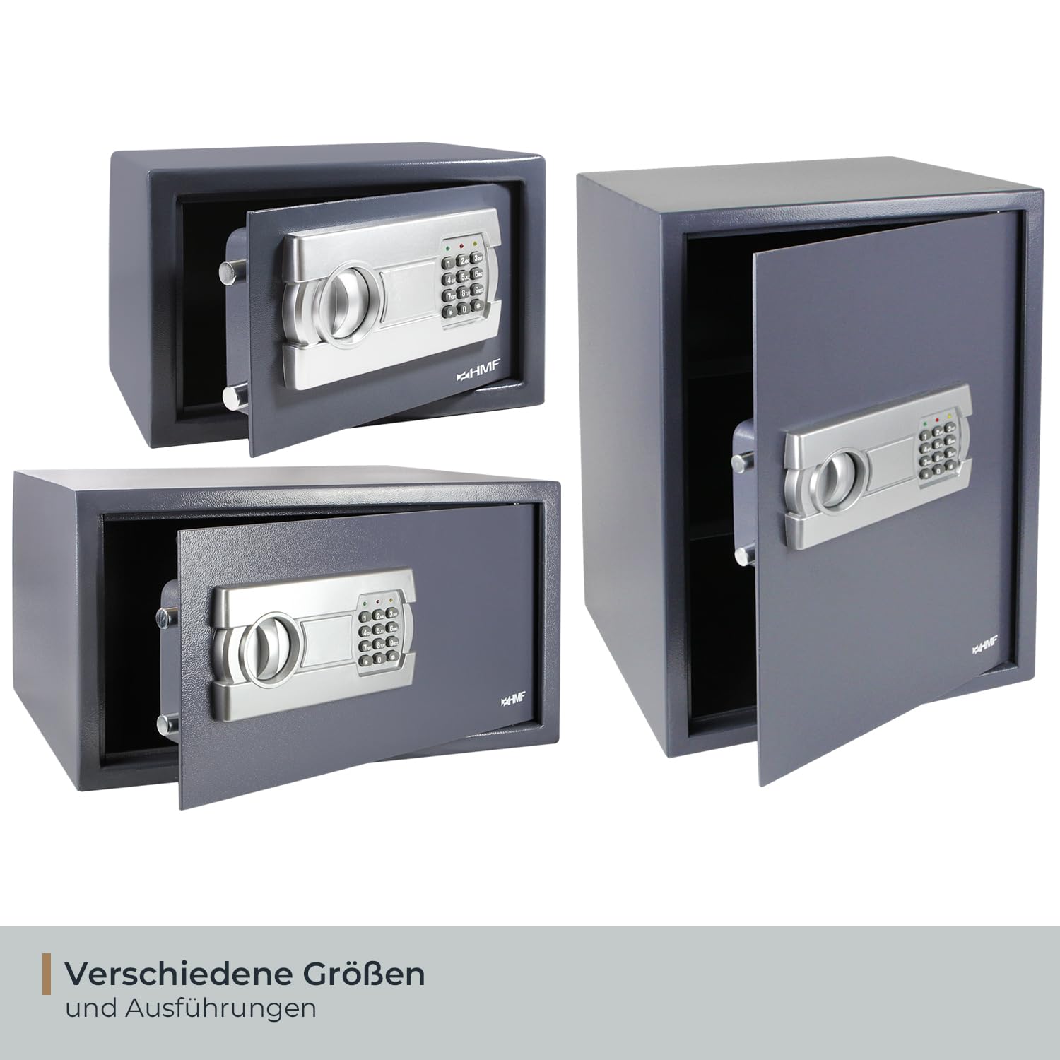 HMF Safe Tresor für Zuhause, Hotel oder Büro, Möbeltresor mit Zahlenschloss für DIN A5 Dokumente | 31 x 20 x 20 cm | Anthrazit