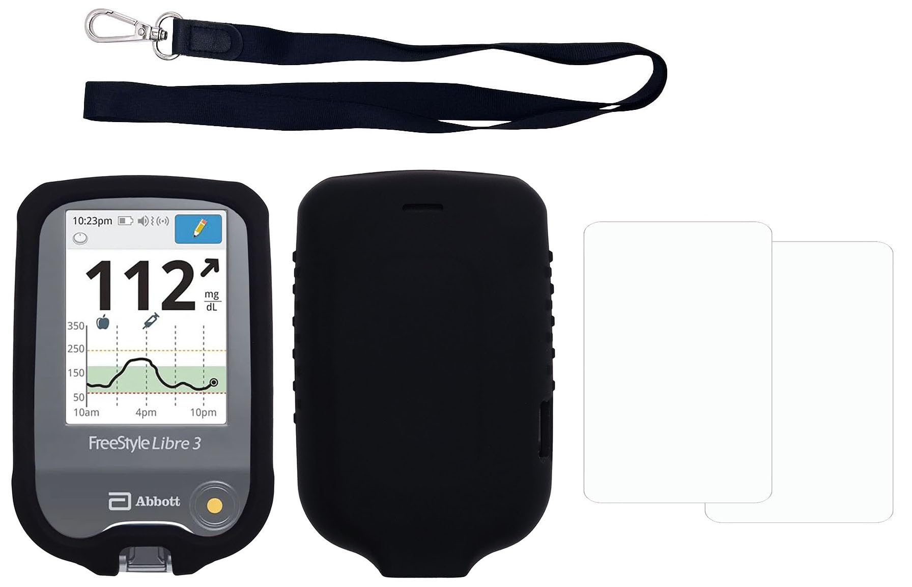usastar-SNKPremium Silicon Case for Freestyle Libre/ 2 (Continuous Glucose Monitor, Black)