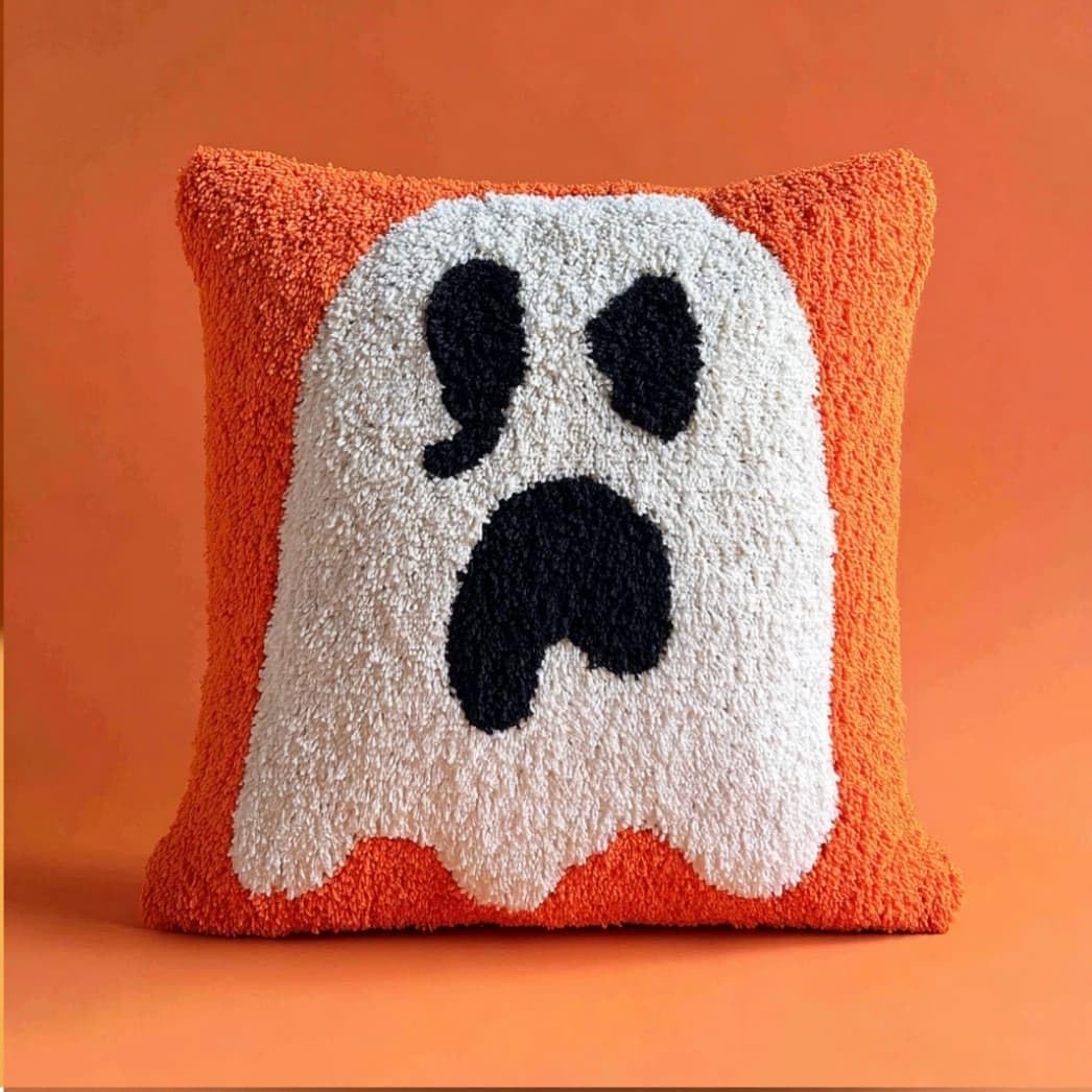 AxiangziK Latch Hook Pillow Kit Ghost 43X43Cm