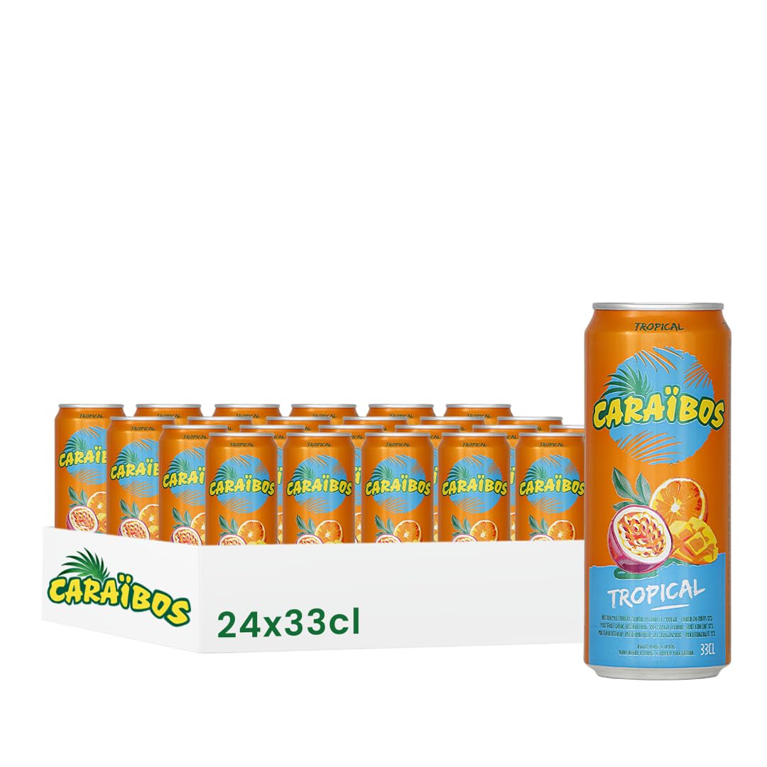 Caraïbos Boisson Saveur Tropical, Canette 33cl, Lot de 24