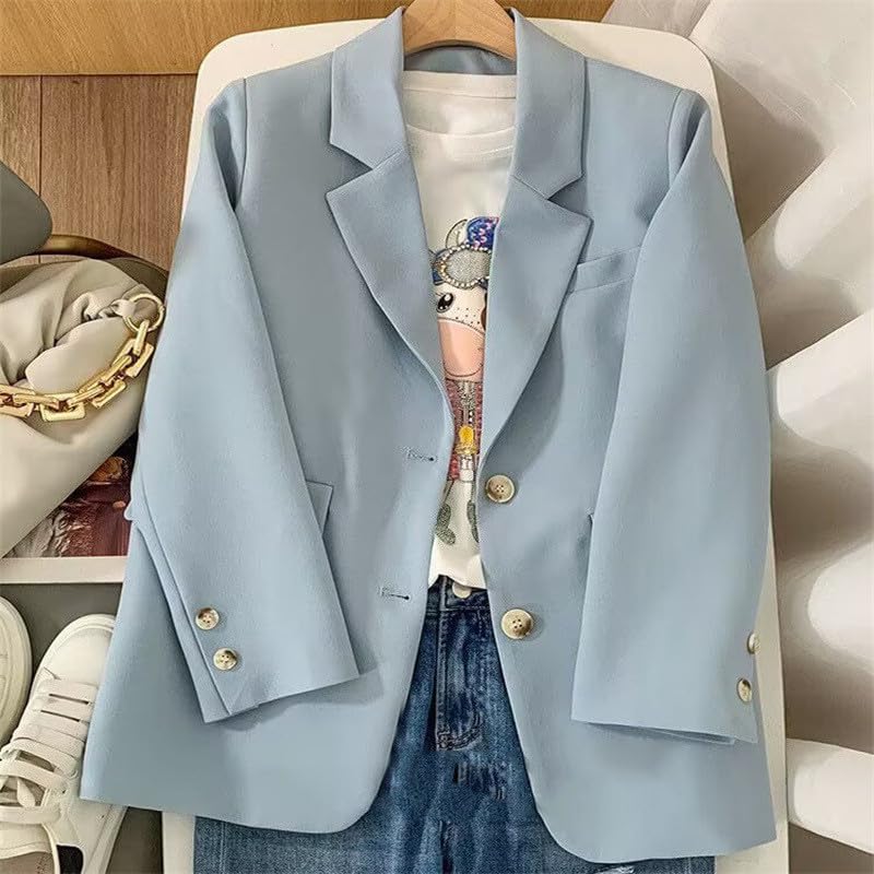 Womens Casual Blazers Pockets Long Sleeve Open Front Work Office Jackets Notch Lapel Button Blazer Suit for Business2