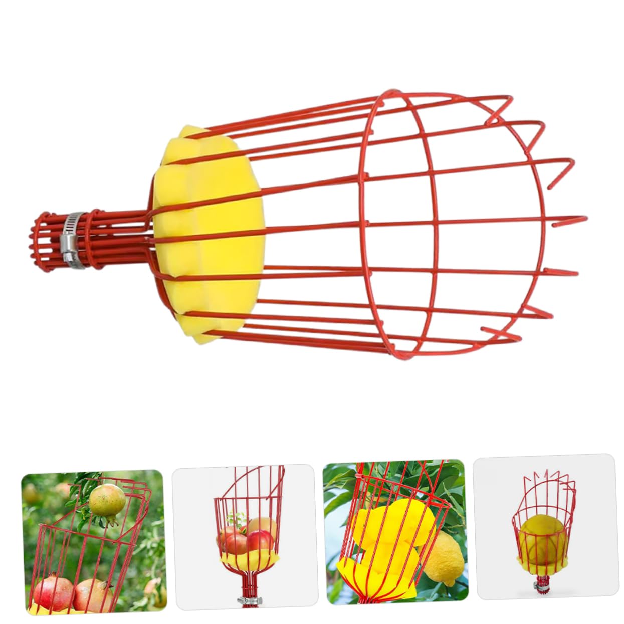 Toddmomy Portable Fruit Picker Basket Stainless Steel Fruit Picker for Apples Oranges and More