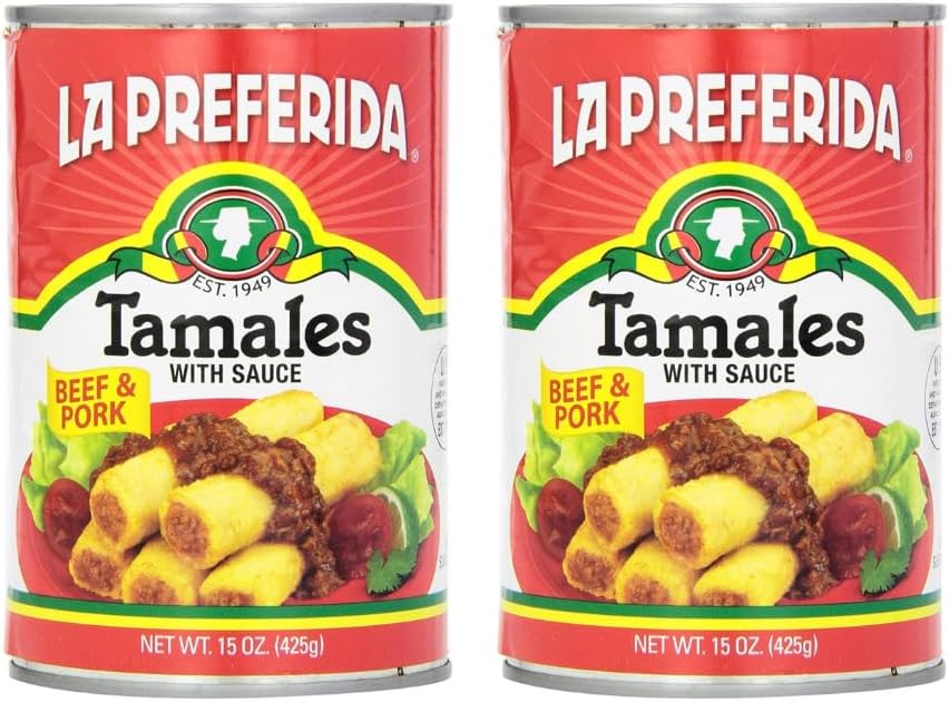 La Preferida Beef & Pork Canned Tamales with Sauce, 15 oz. (Pack of 12)