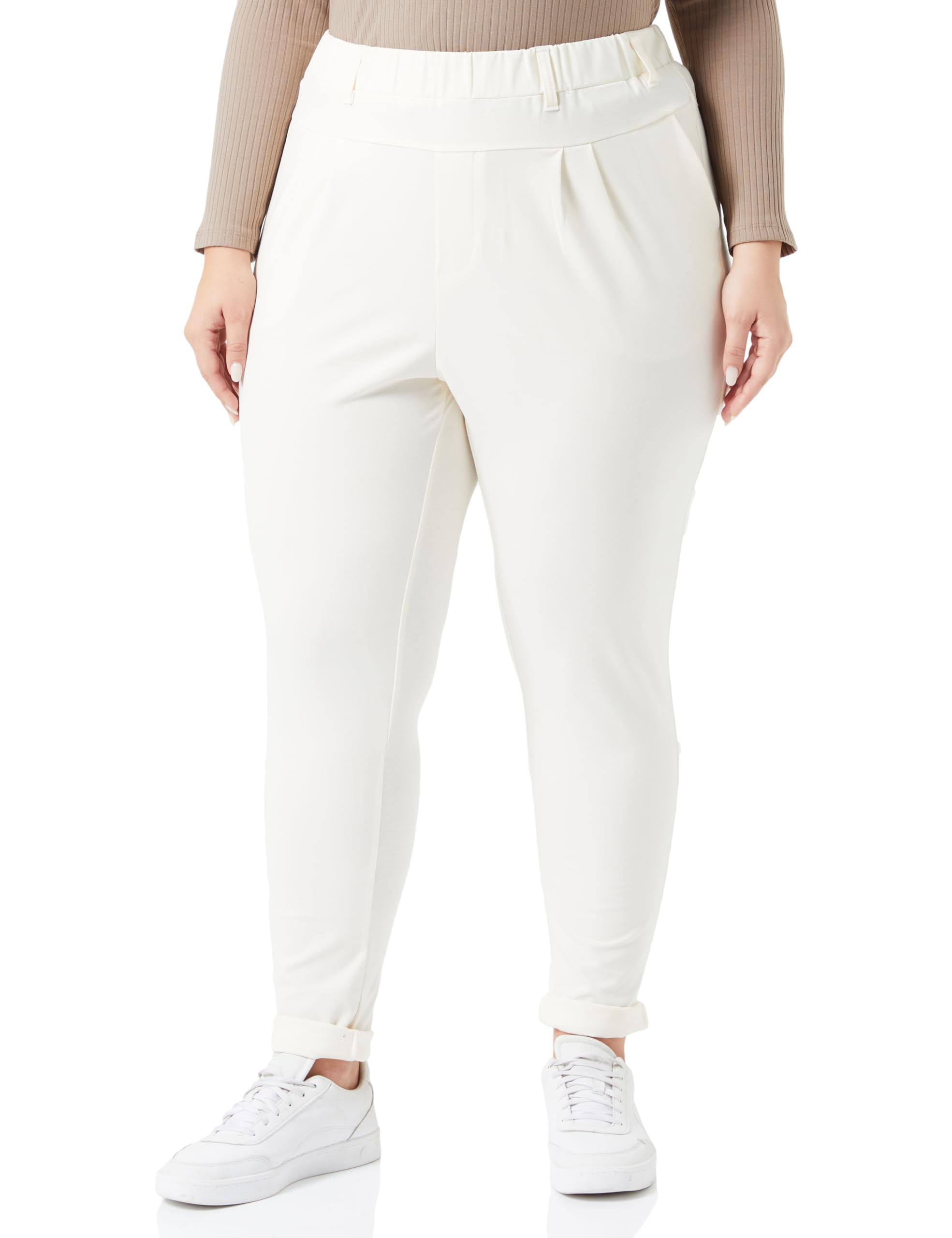 Kaffe Women's Women's Trousers Casual Suit Pants Slim Fit Elastic Waistband Ankle Length Pants, Antique White,