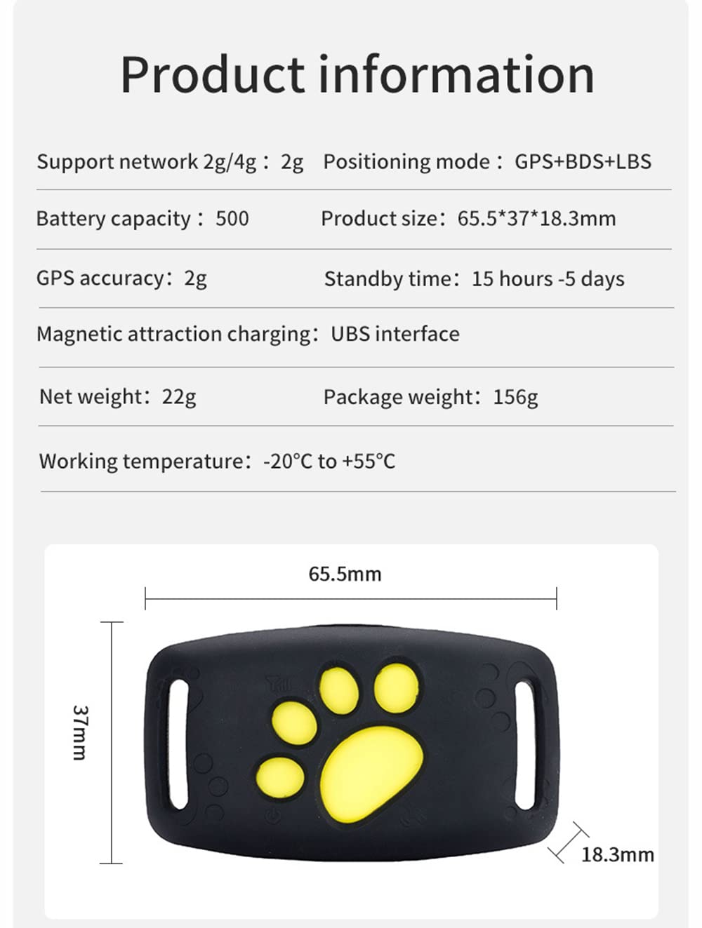 SagaSave Collare GPS Tracker ricaricabile per animali domestici, impermeabile Callback USB Charging Tracking Alarm Smart Anti-Lost Location Device per animali domestici